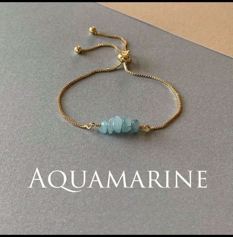 Aquamarine Vintage Natural Stone Bracelet