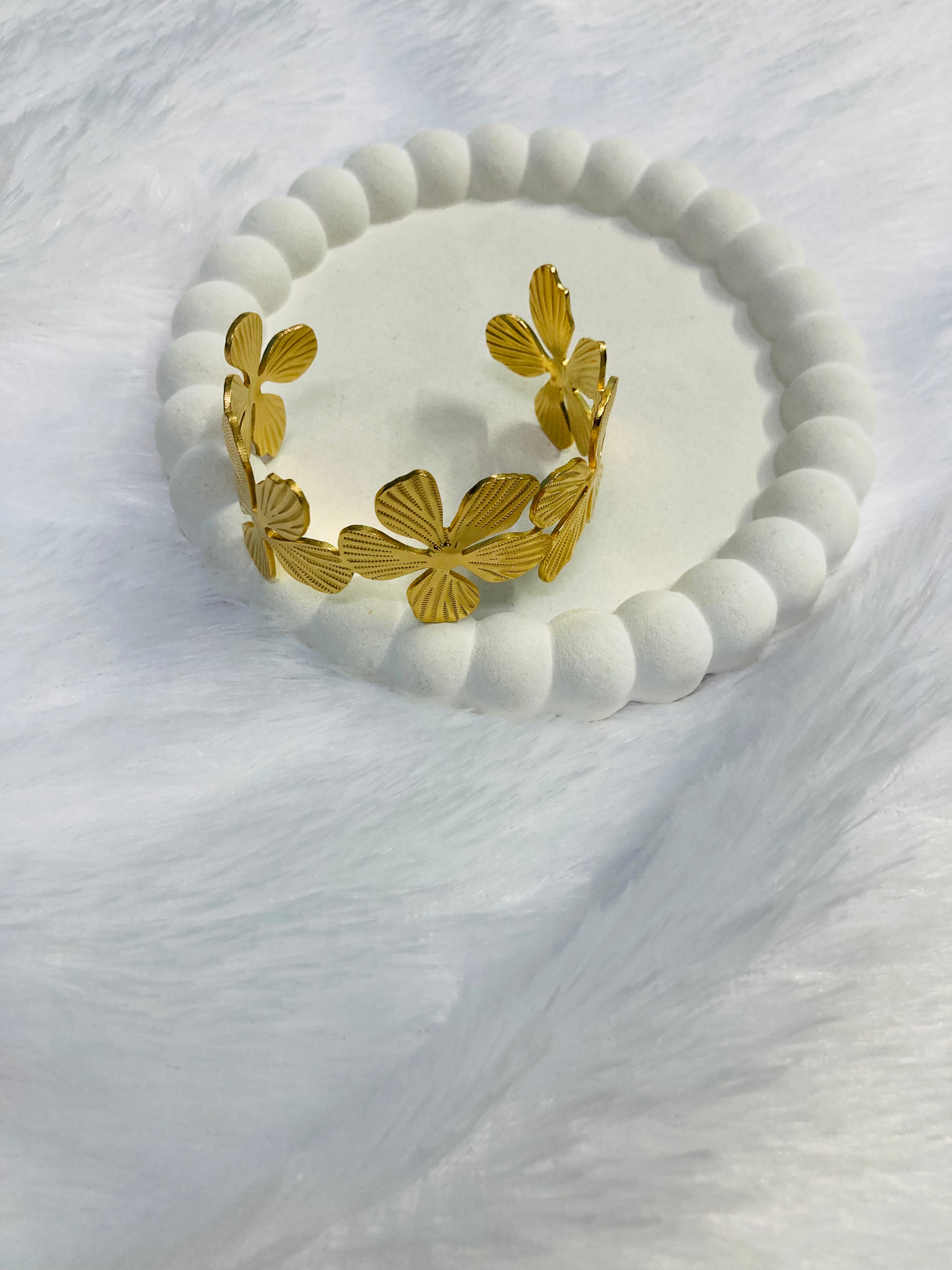 Floral Adjustable Bangle Bracelet