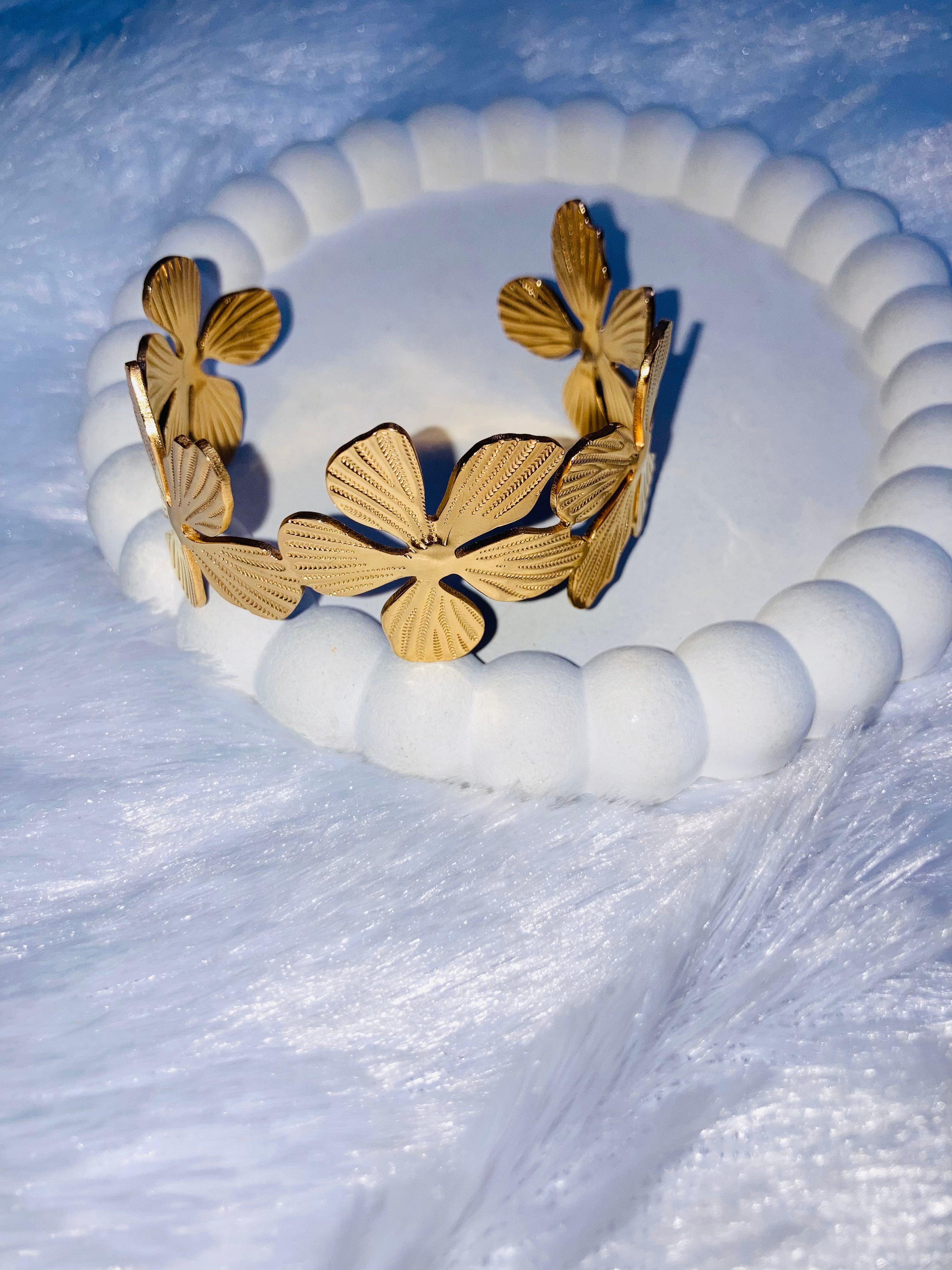 Floral Adjustable Bangle Bracelet