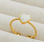 White Stone Heart Ring