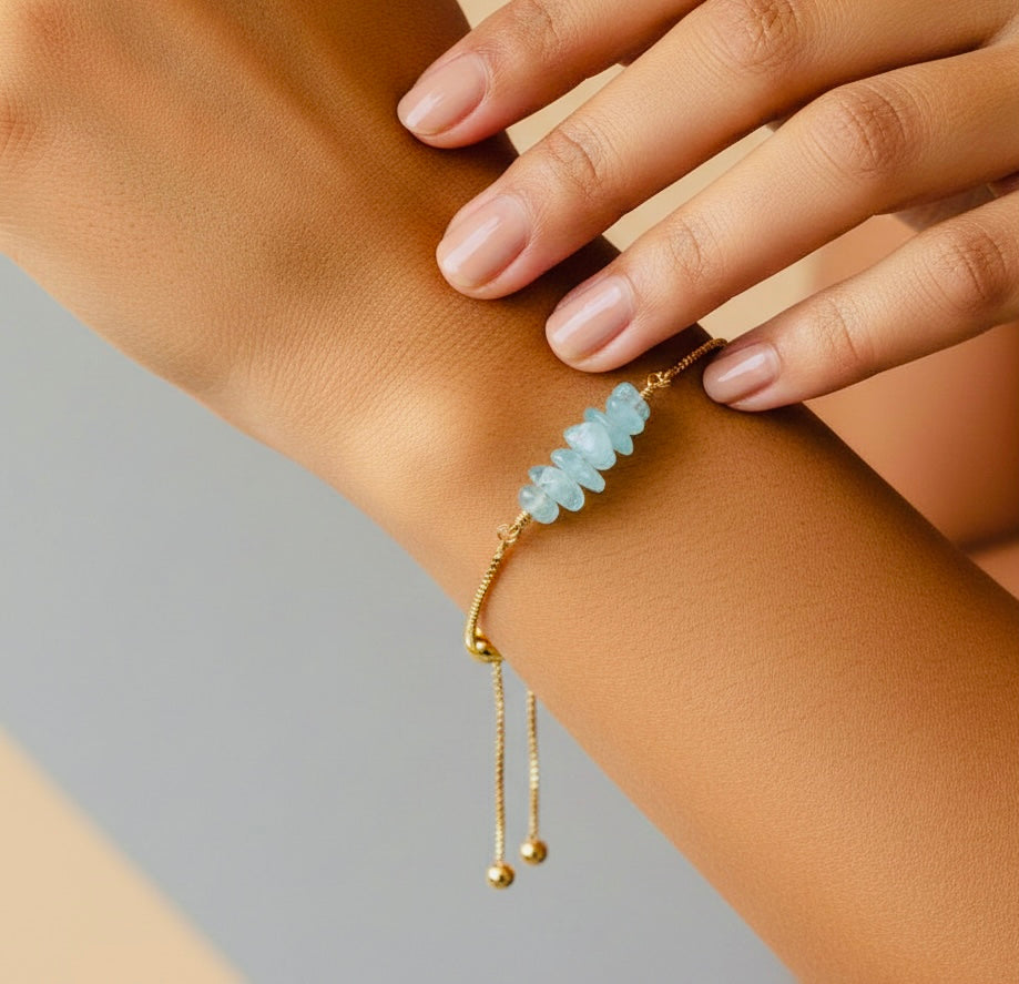Aquamarine Vintage Natural Stone Bracelet