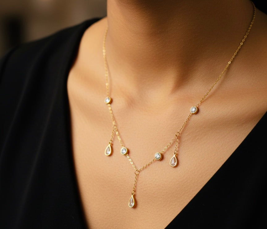 Rain Drops Style Diamond Necklace