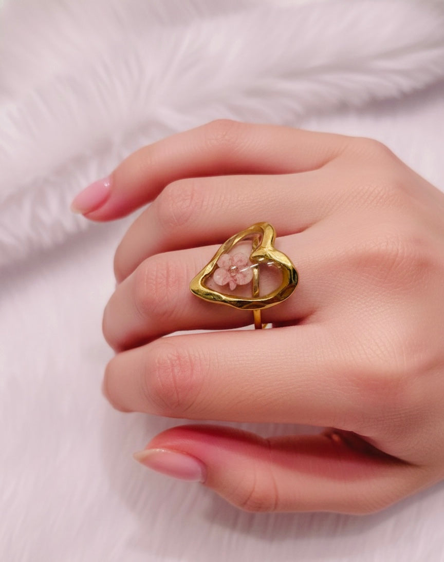 Floral heart ring