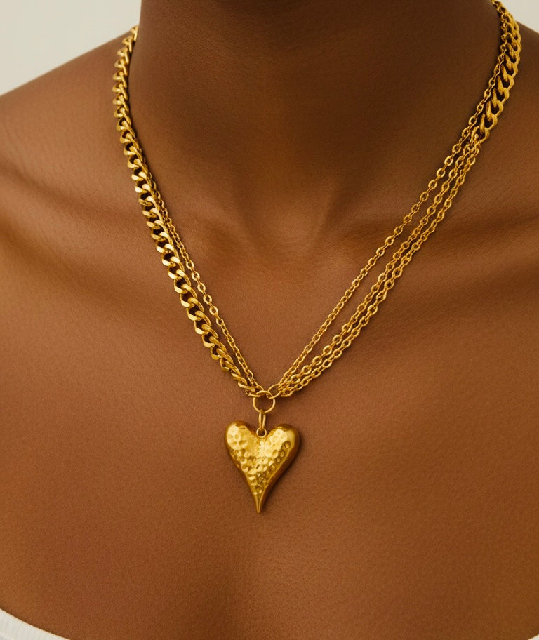 Heavy Double Layered Heart Necklace