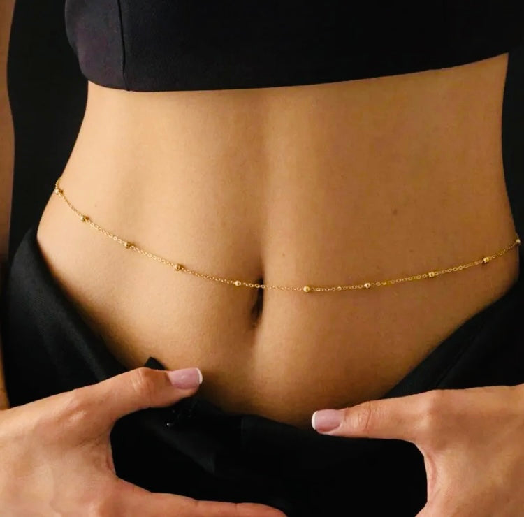 Tropical Gold Beaded Thin Waist Chain