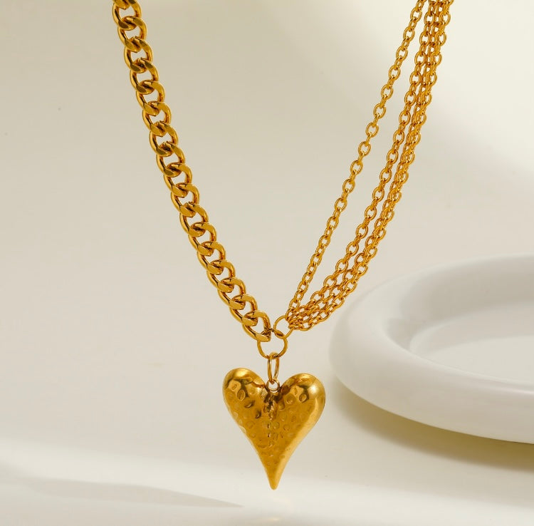 Heavy Double Layered Heart Necklace
