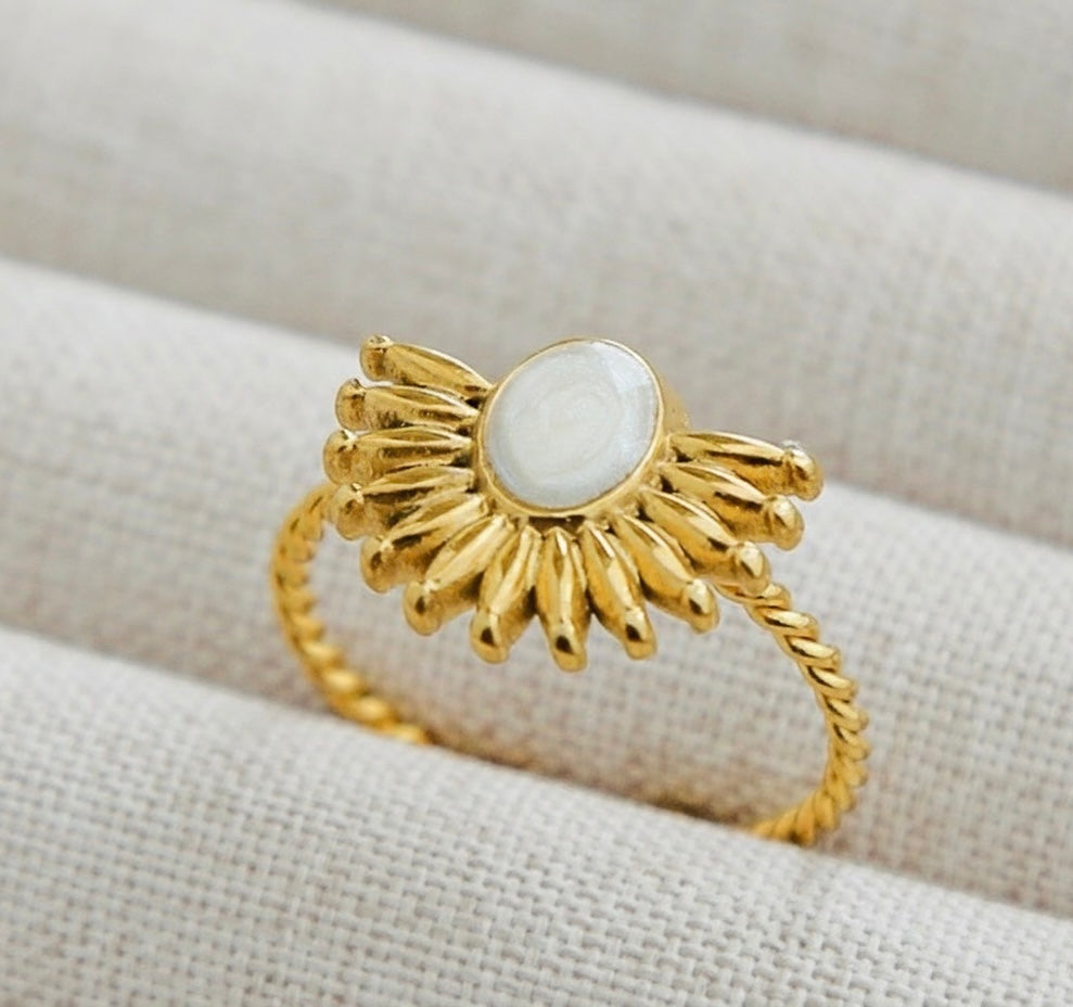 White stone sun ring