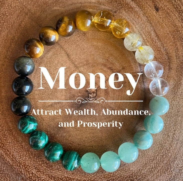 Round Natural Stone Malachite Bracelet For Money (Attracts wealth, Abundance and Prosperity)