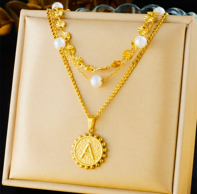 Alphabet hip hop style layered necklace