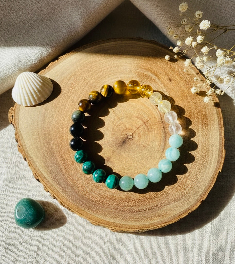 Round Natural Stone Malachite Bracelet For Money (Attracts wealth, Abundance and Prosperity)