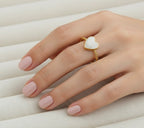 White Stone Heart Ring