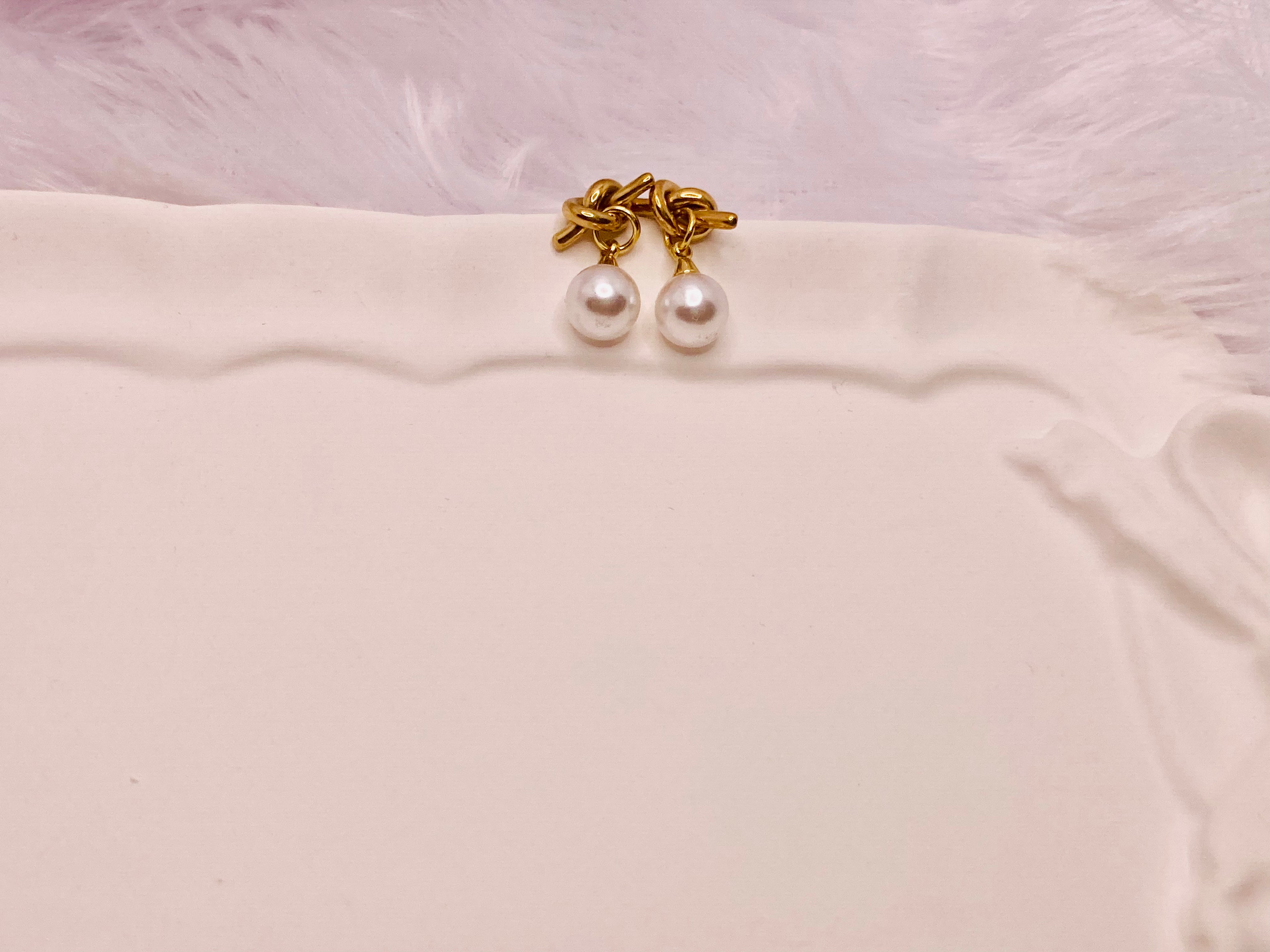 The Serene Twist Knot Style Pearl Drop Earrings