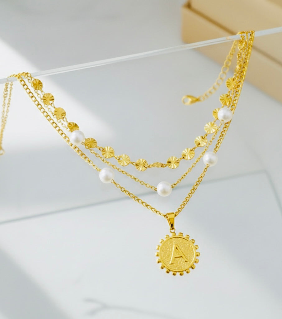 Alphabet hip hop style layered necklace