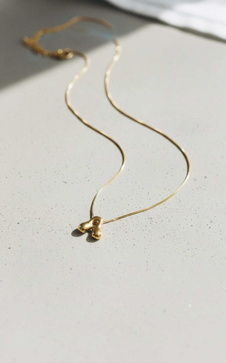 Alphabet charm simple gold necklace