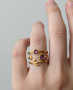 Pink sun moon star ring