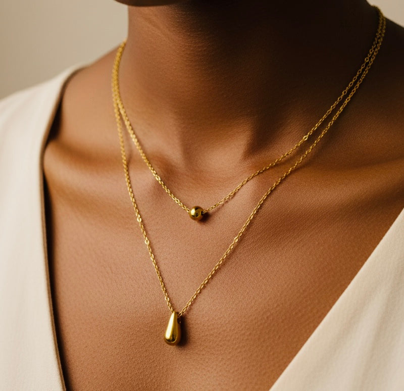 Water Drop Double Layered Necklace