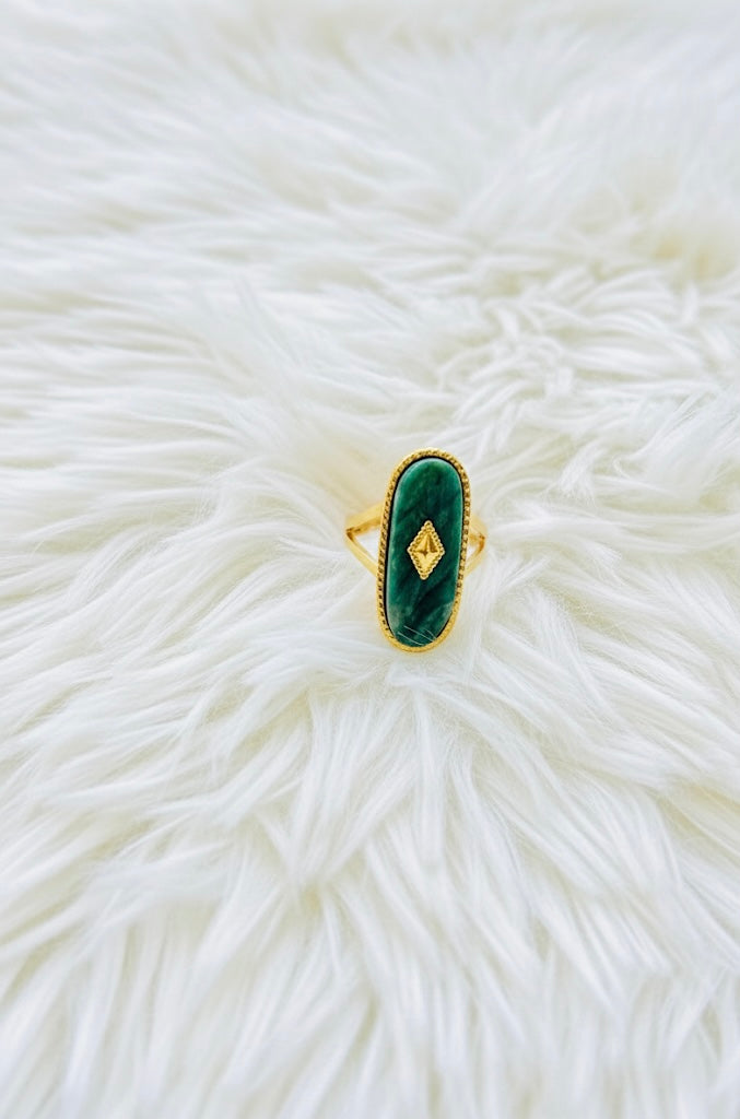 Long Sea Green Timeless Adjustable Ring