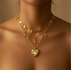 Multilayered Pearl and Heart Necklace