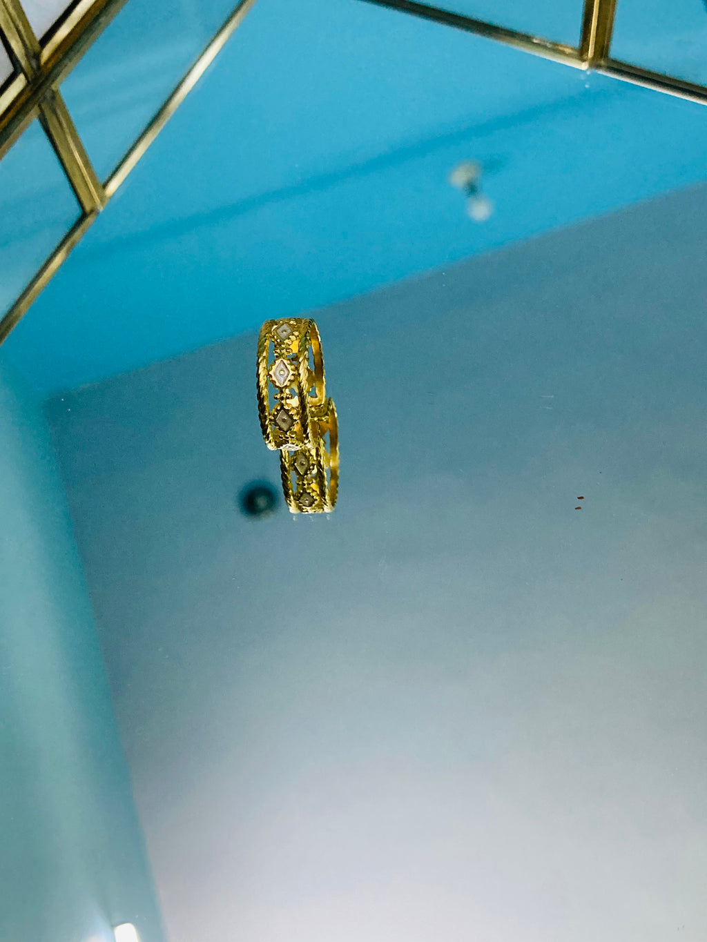 Boho White Stone Triangle Ring