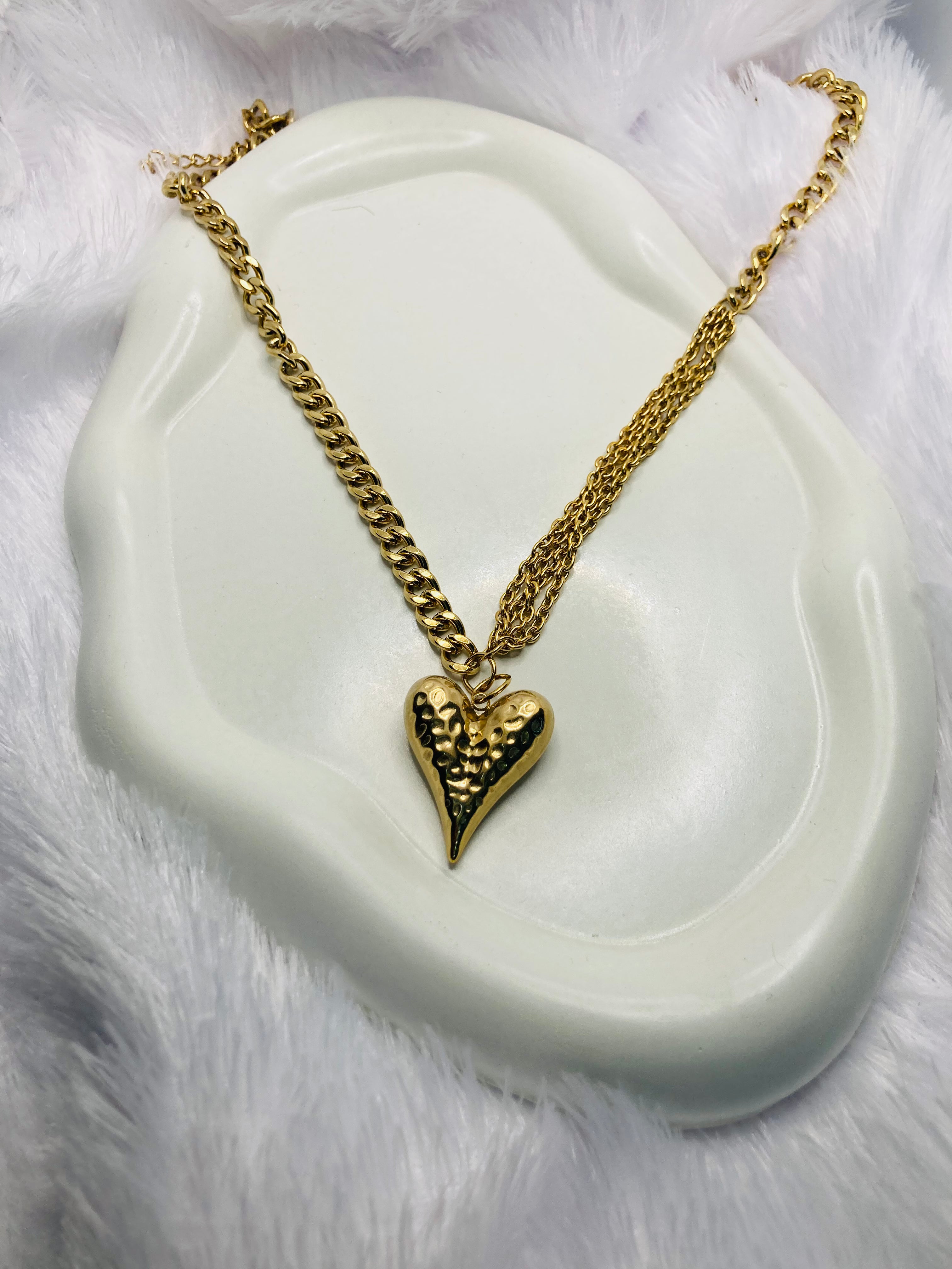 Heavy Double Layered Heart Necklace