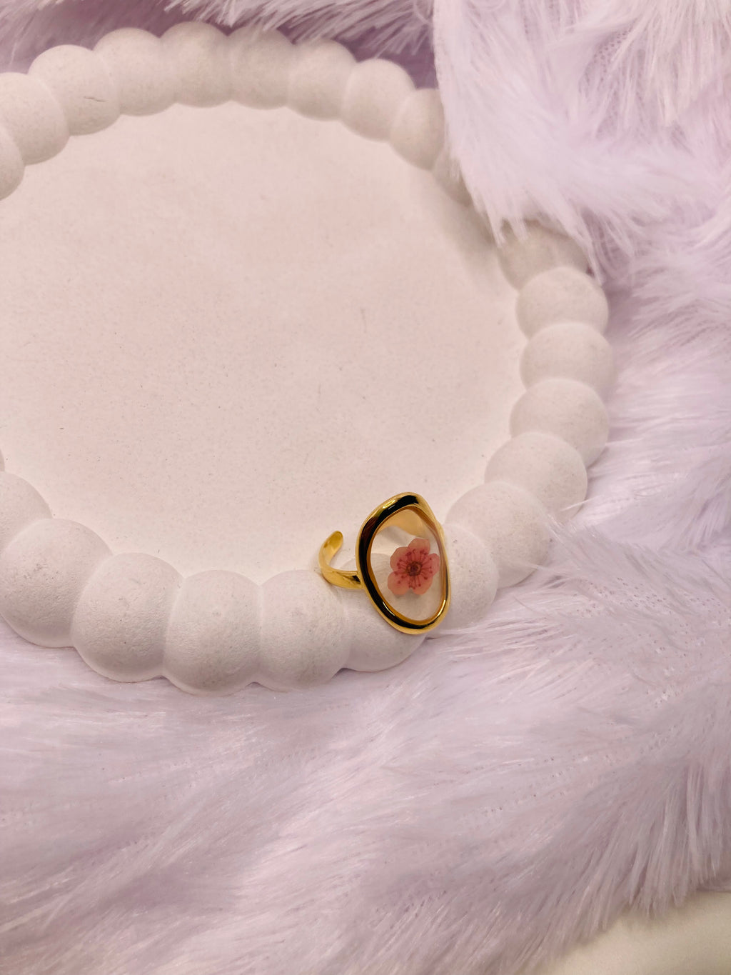 Pink Floral Big Party Ring