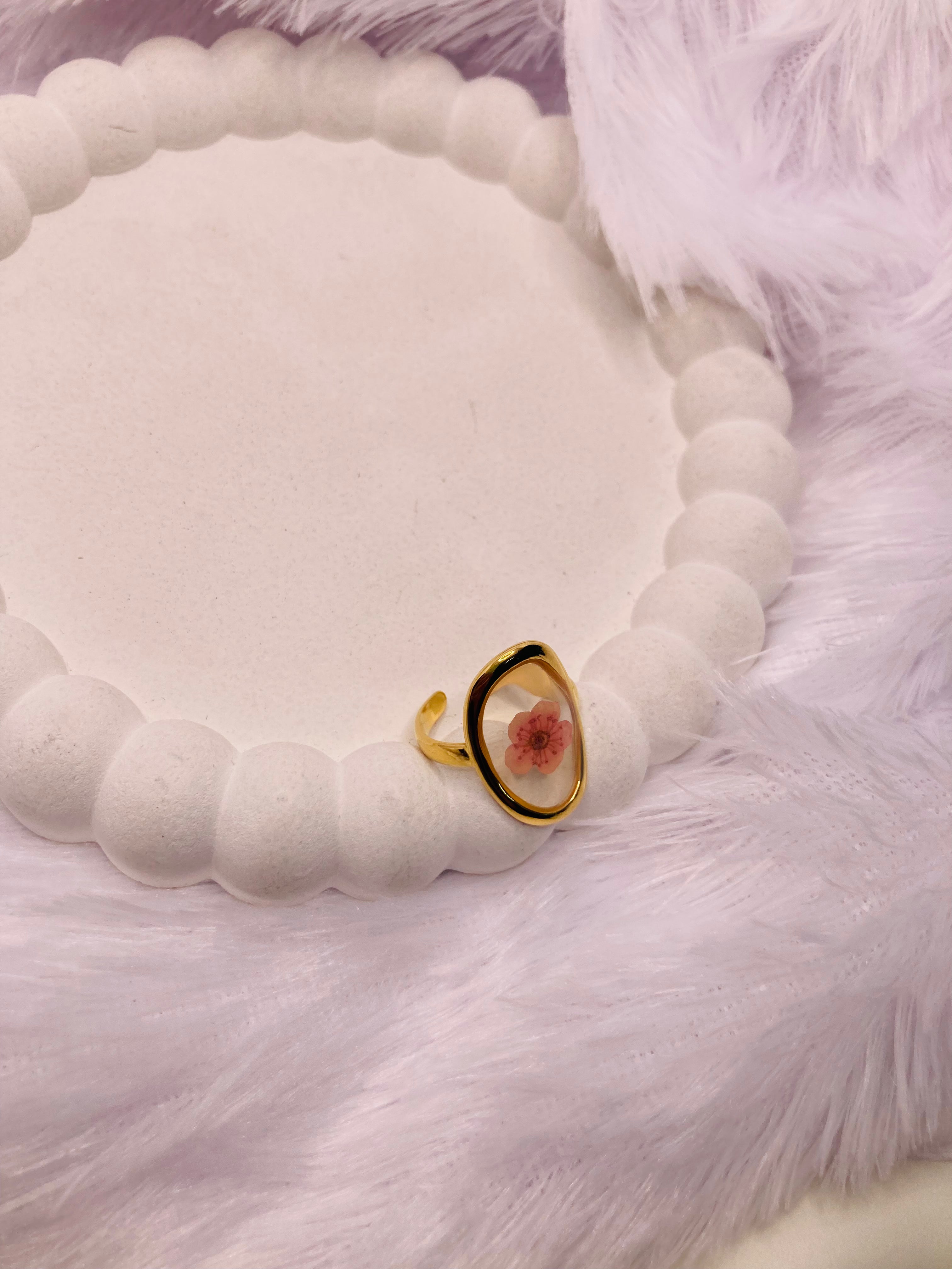 Pink Floral Big Party Ring