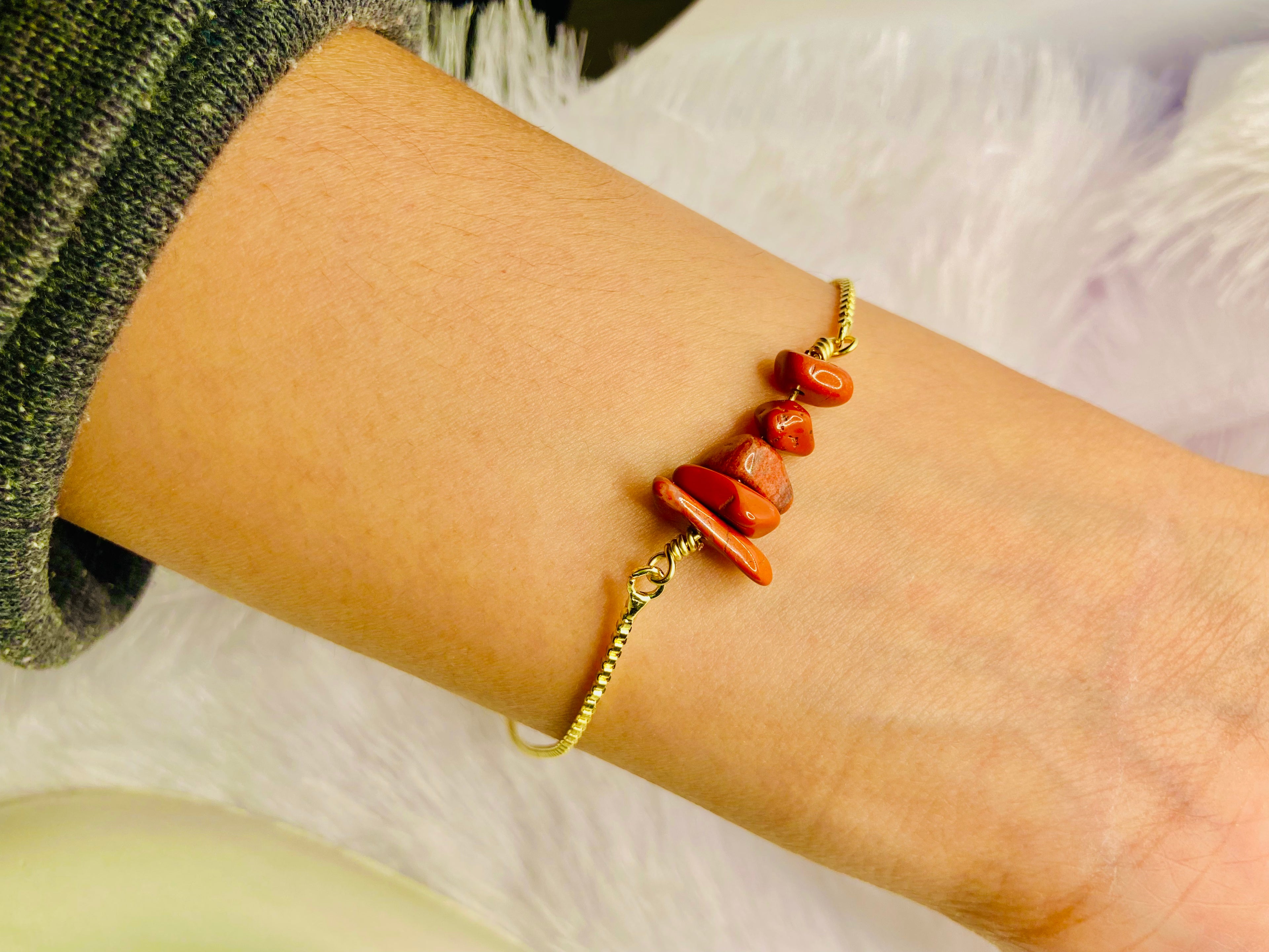 Red Jasper Antique Natural Stone Bracelet