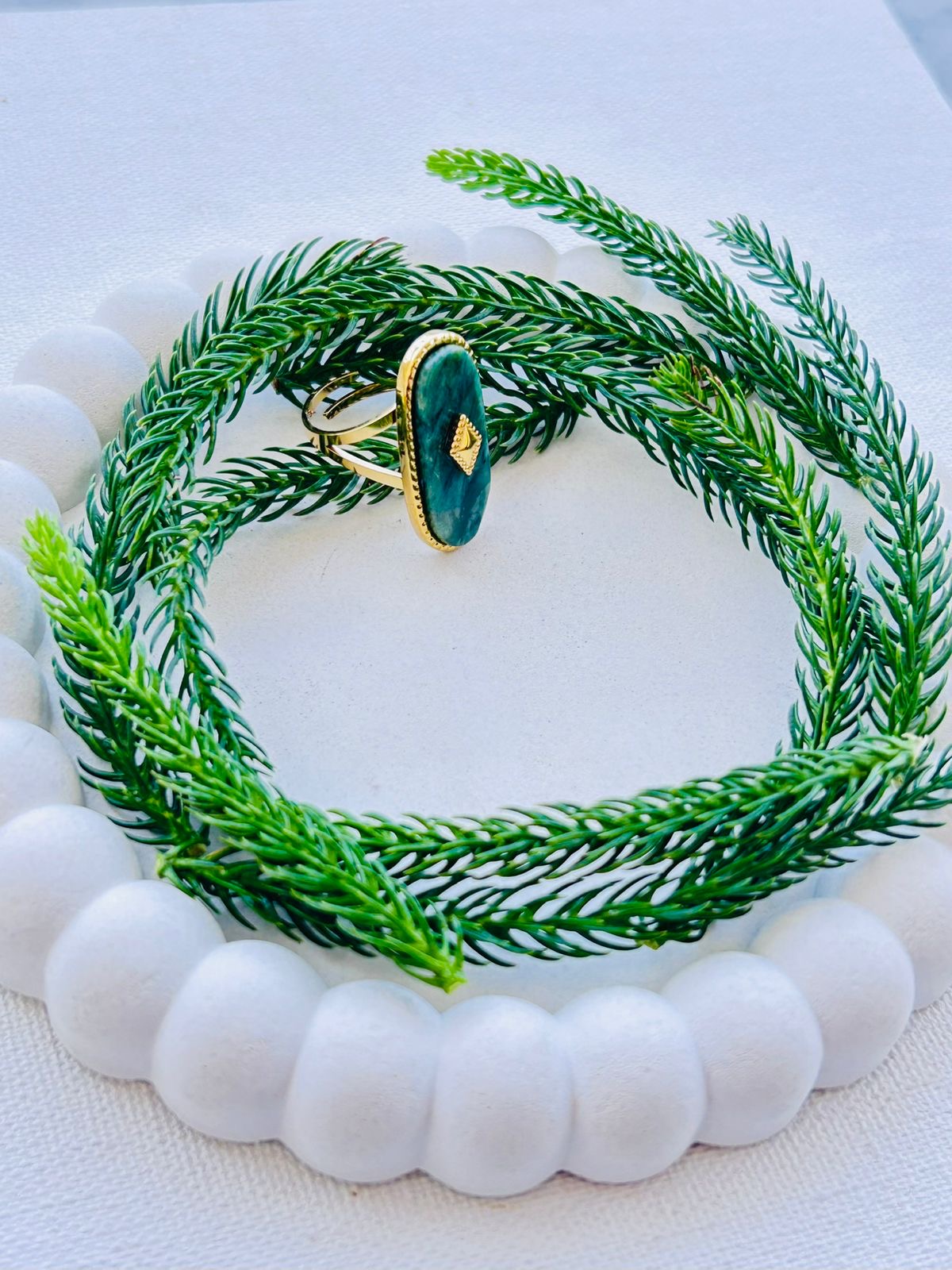 Long Sea Green Timeless Adjustable Ring