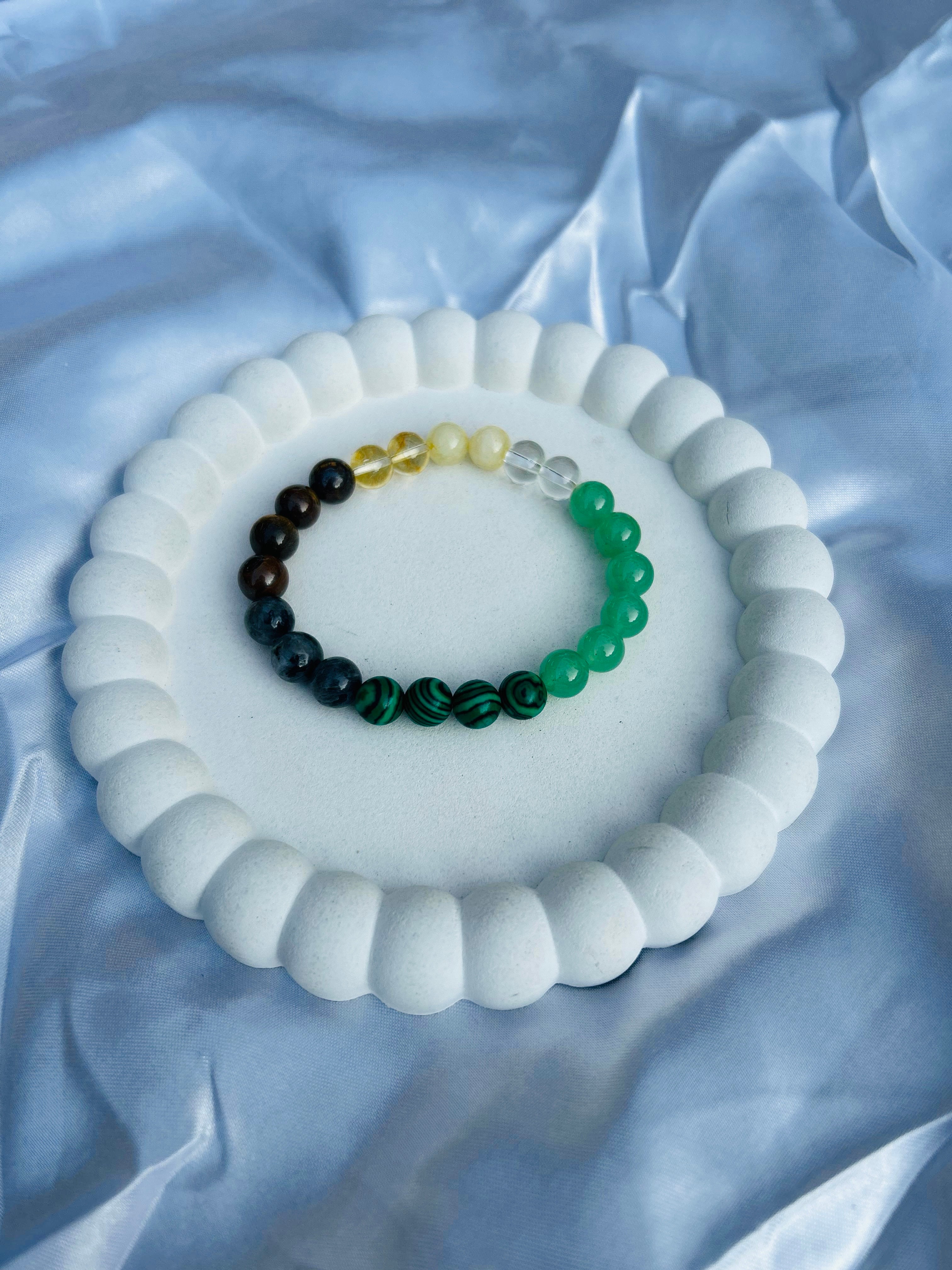 Round Natural Stone Malachite Bracelet For Money (Attracts wealth, Abundance and Prosperity)