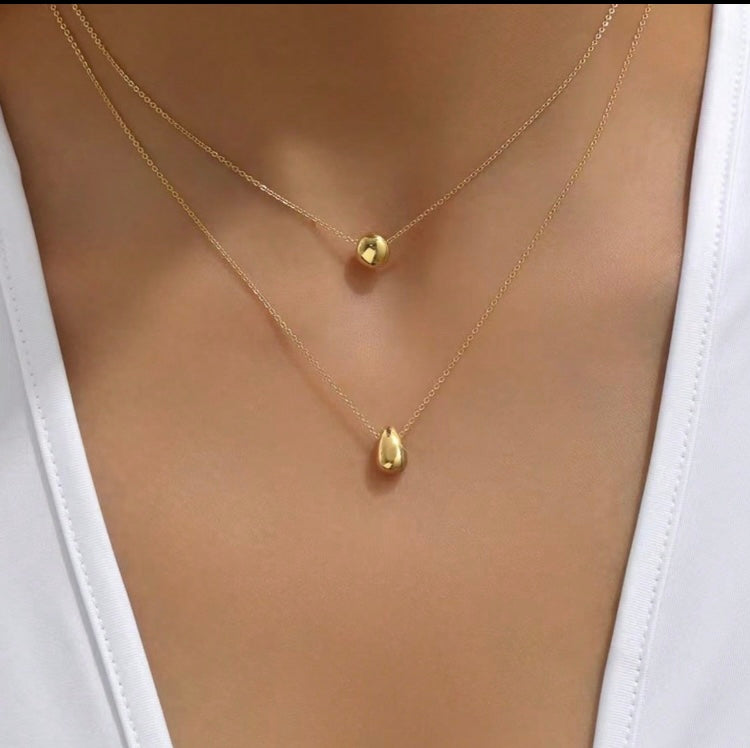 Water Drop Double Layered Necklace